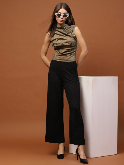 Gold Sleeveless Shimmer Stylish Bodycon Party Wear  Elegant Metallic Fitted Top