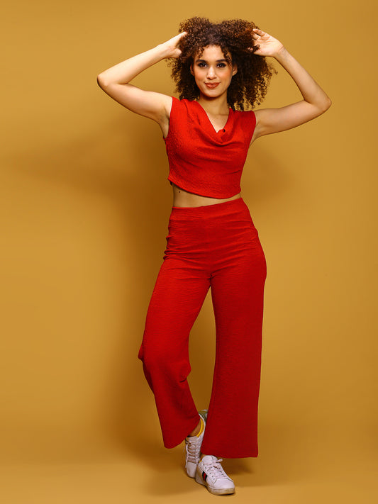 Red High waist trouser