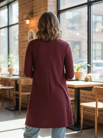 Women’s Long Rust Open-Front Shrug | Lightweight Casual Layering Cardigan for Everyday Style