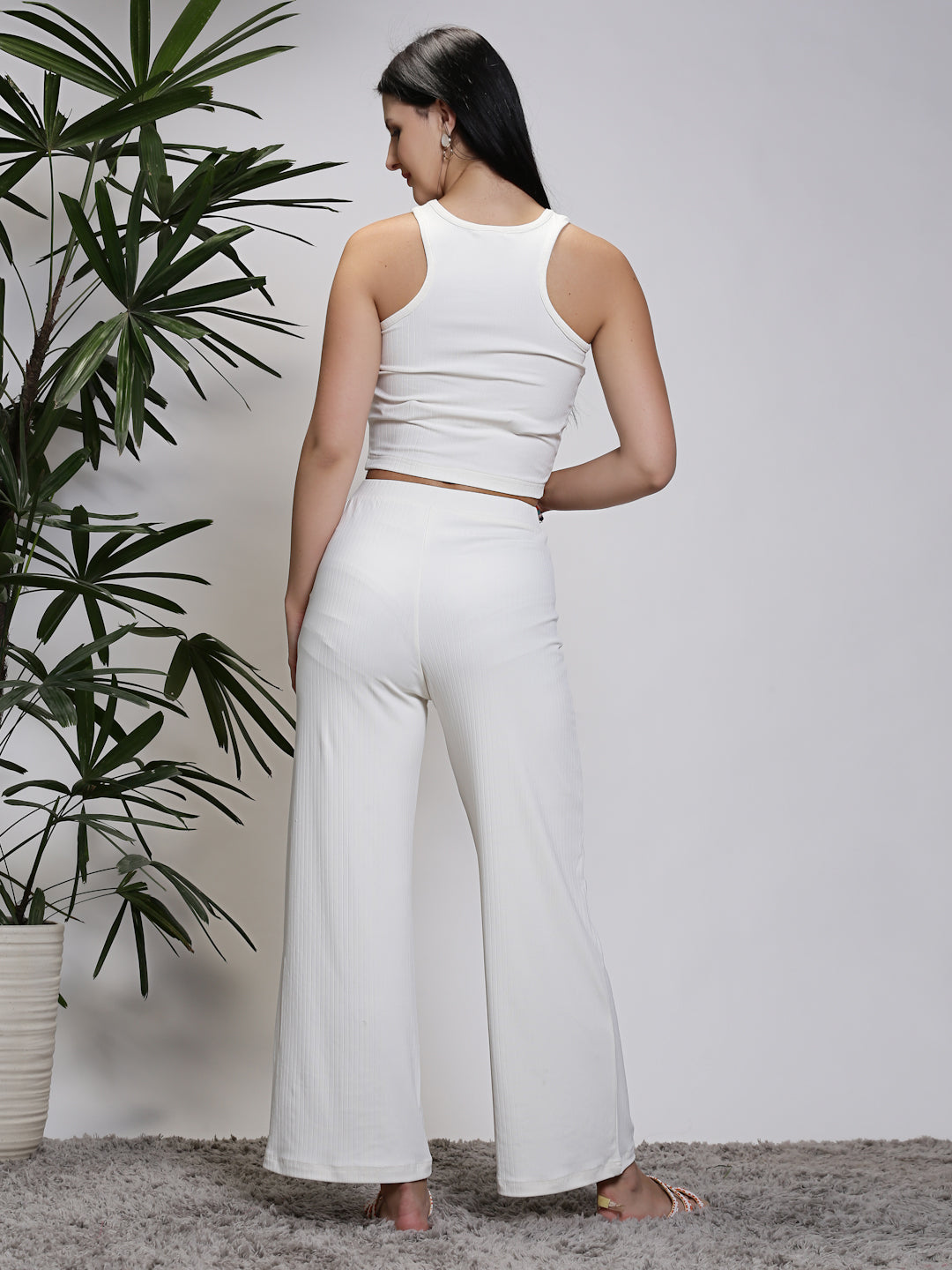 Beige Top Palazzo Cord-Set