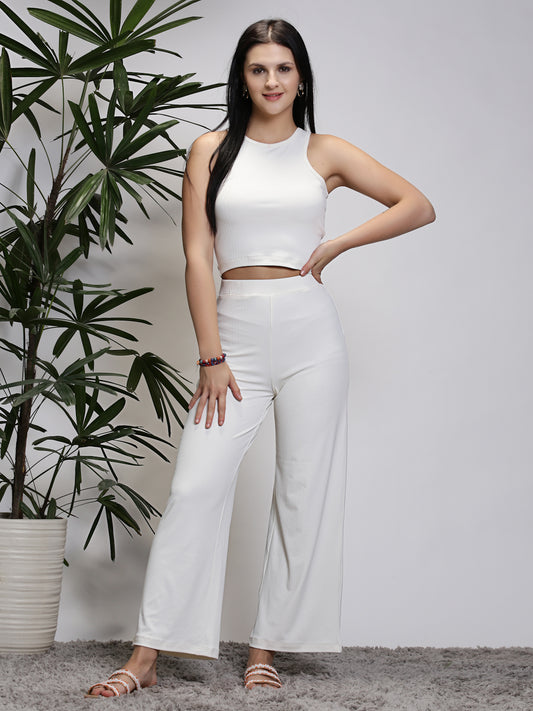 Beige Top Palazzo Cord-Set
