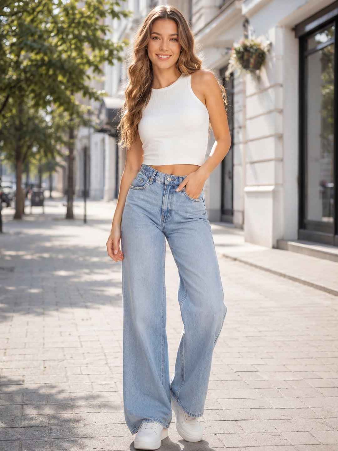 Strechable Rib Solid Crop