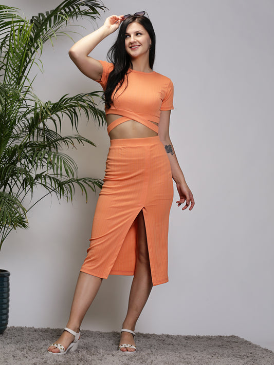 Coral Top Skirt Co-Ord