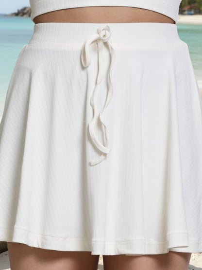 Sera Women Beige Top  and Skirt Solid Cord-Set