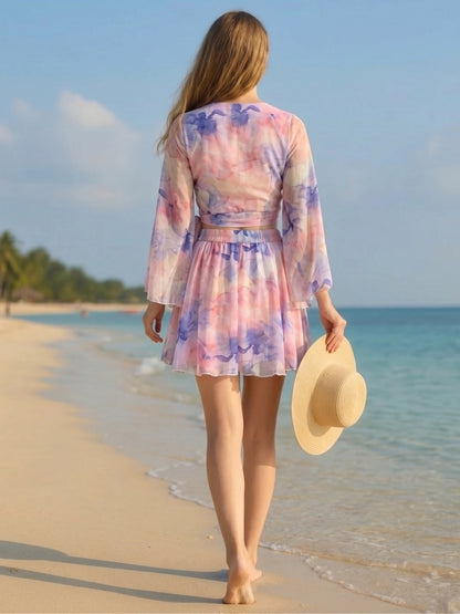 Crepe Pastel Floral Cord Set