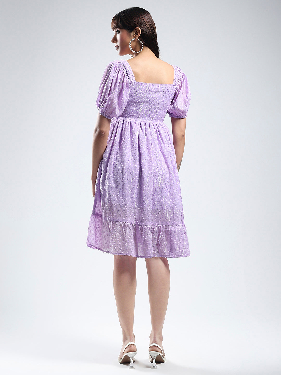 Women solid purple fit and flare Mini Dress