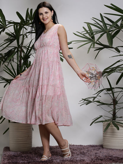 White Floral Midi Dress