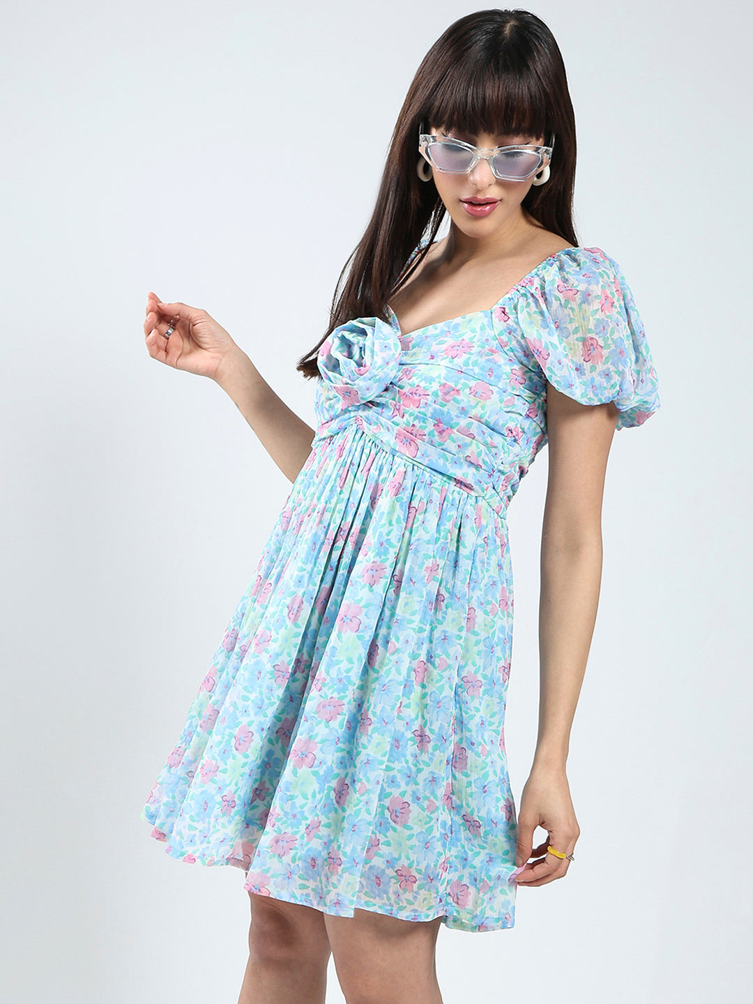 Floral Blue Mini Dress
