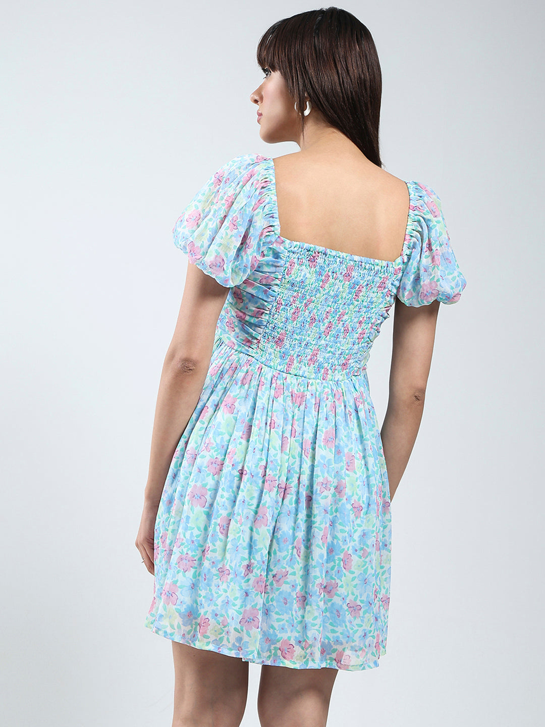 Floral Blue Mini Dress