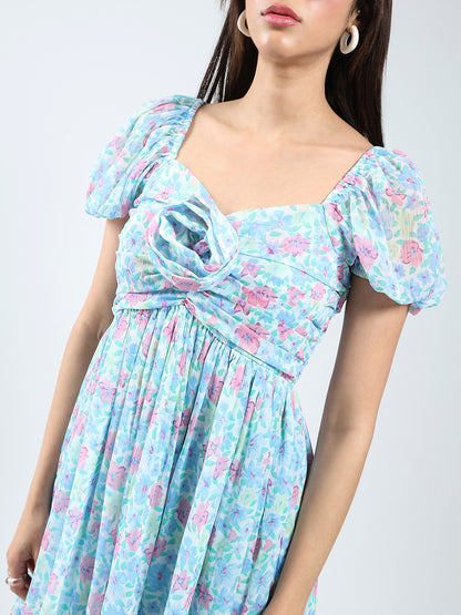 Floral Blue Mini Dress