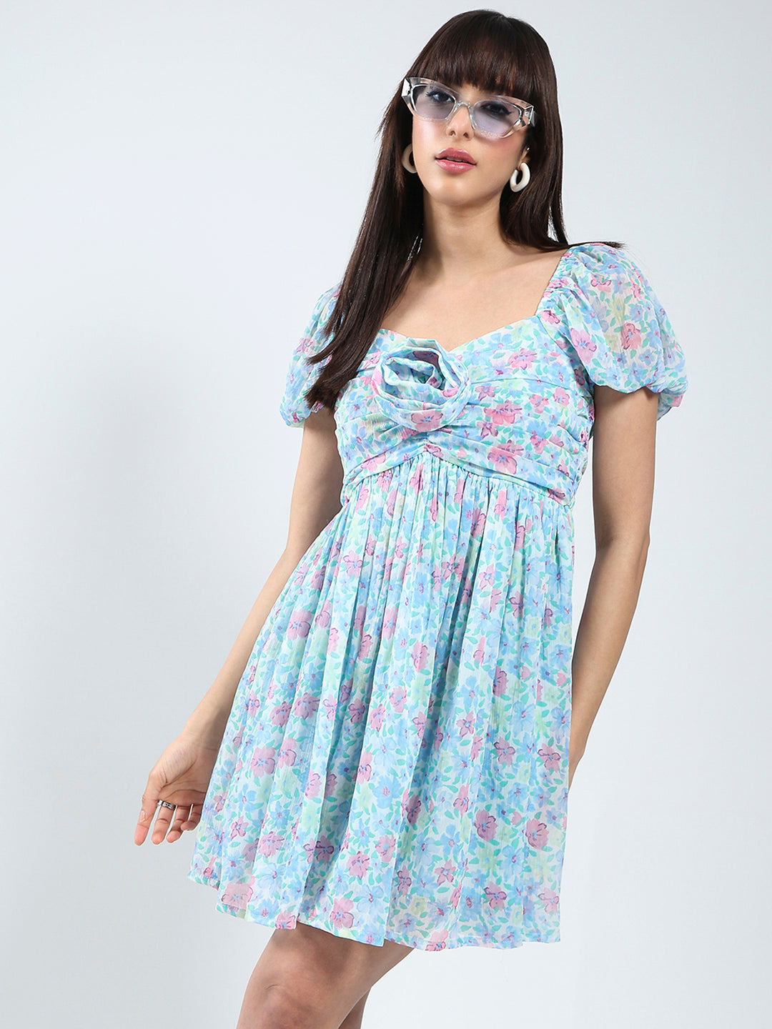 Floral Blue Mini Dress