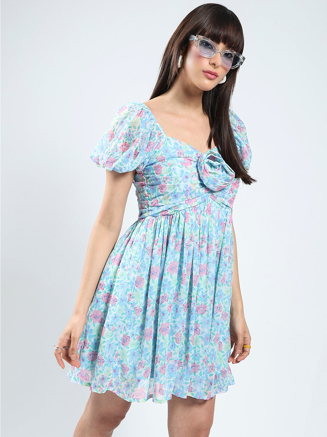 Floral Blue Mini Dress
