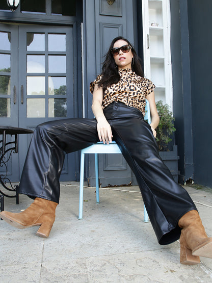 Animal Print Satin Top