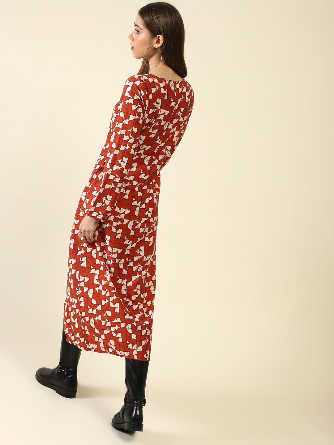 Brown Fit-Flare Dress