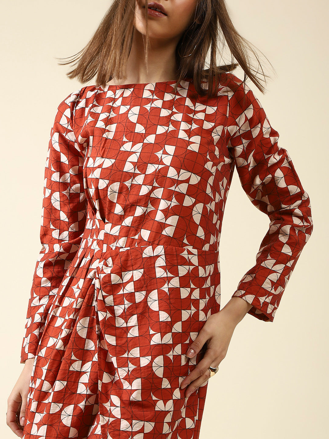 Brown Fit-Flare Dress