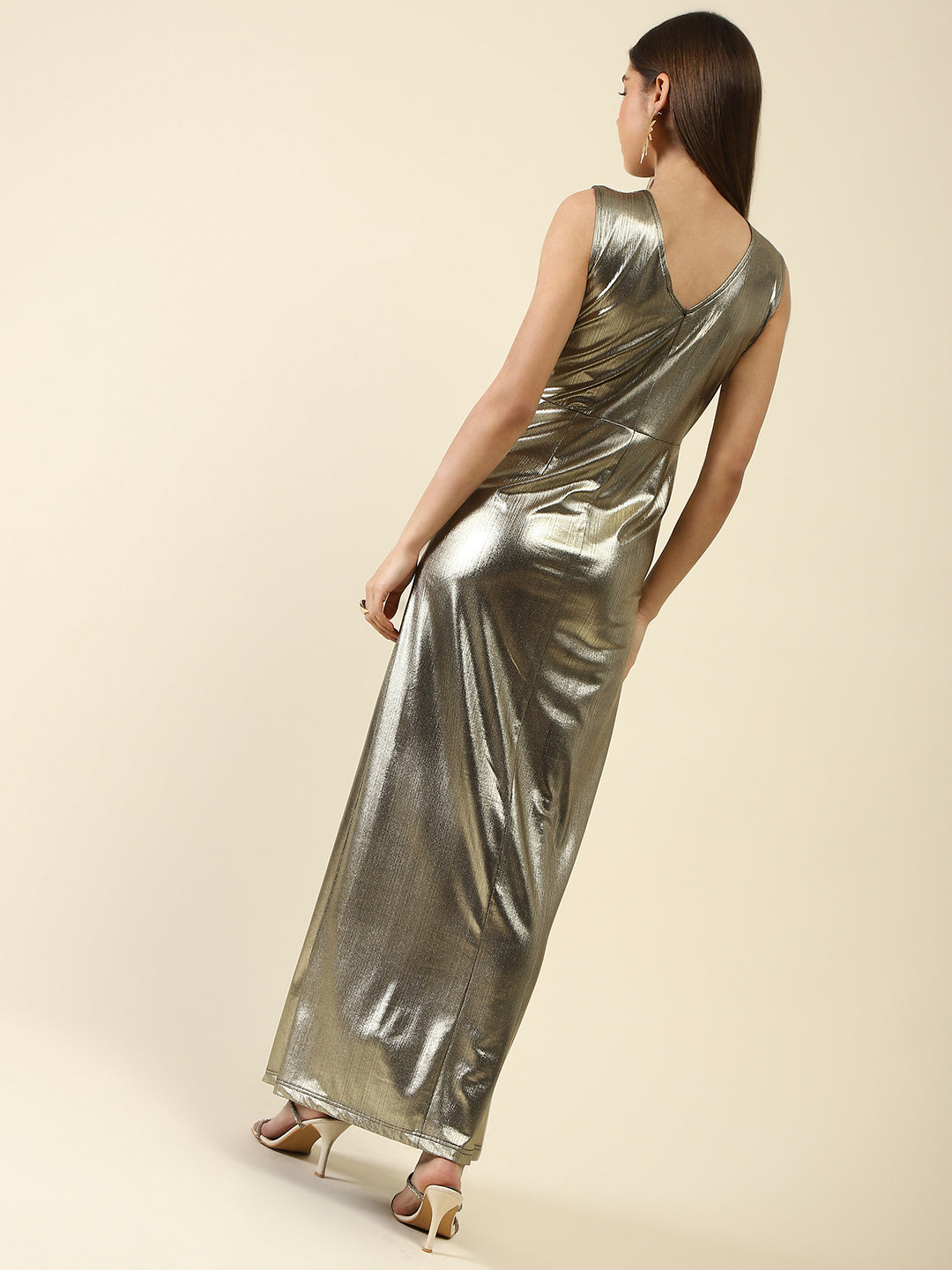 Golden Bodycon Maxi Dress