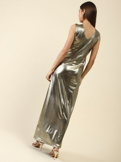 Golden Bodycon Maxi Dress