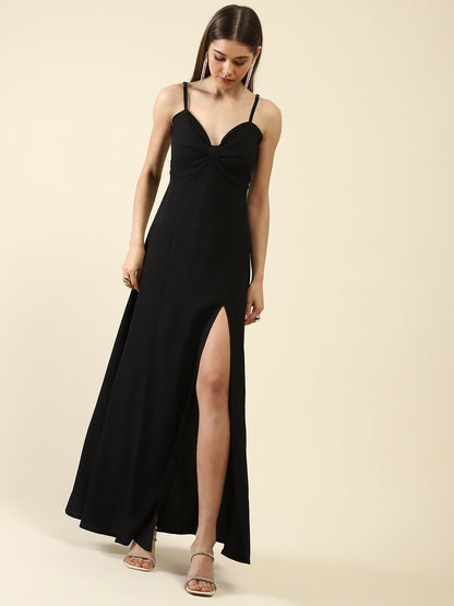 Black Fit-Flare Maxi Dress