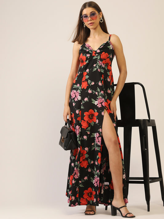 Black Fit-Flare Maxi Dress