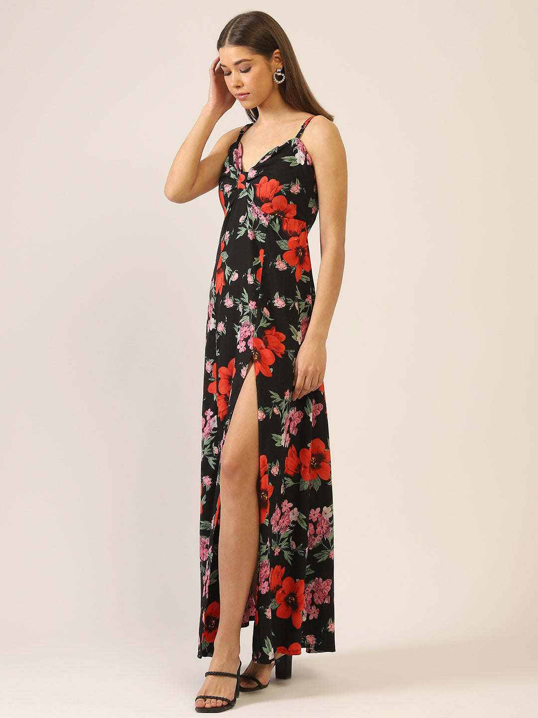 Black Fit-Flare Maxi Dress