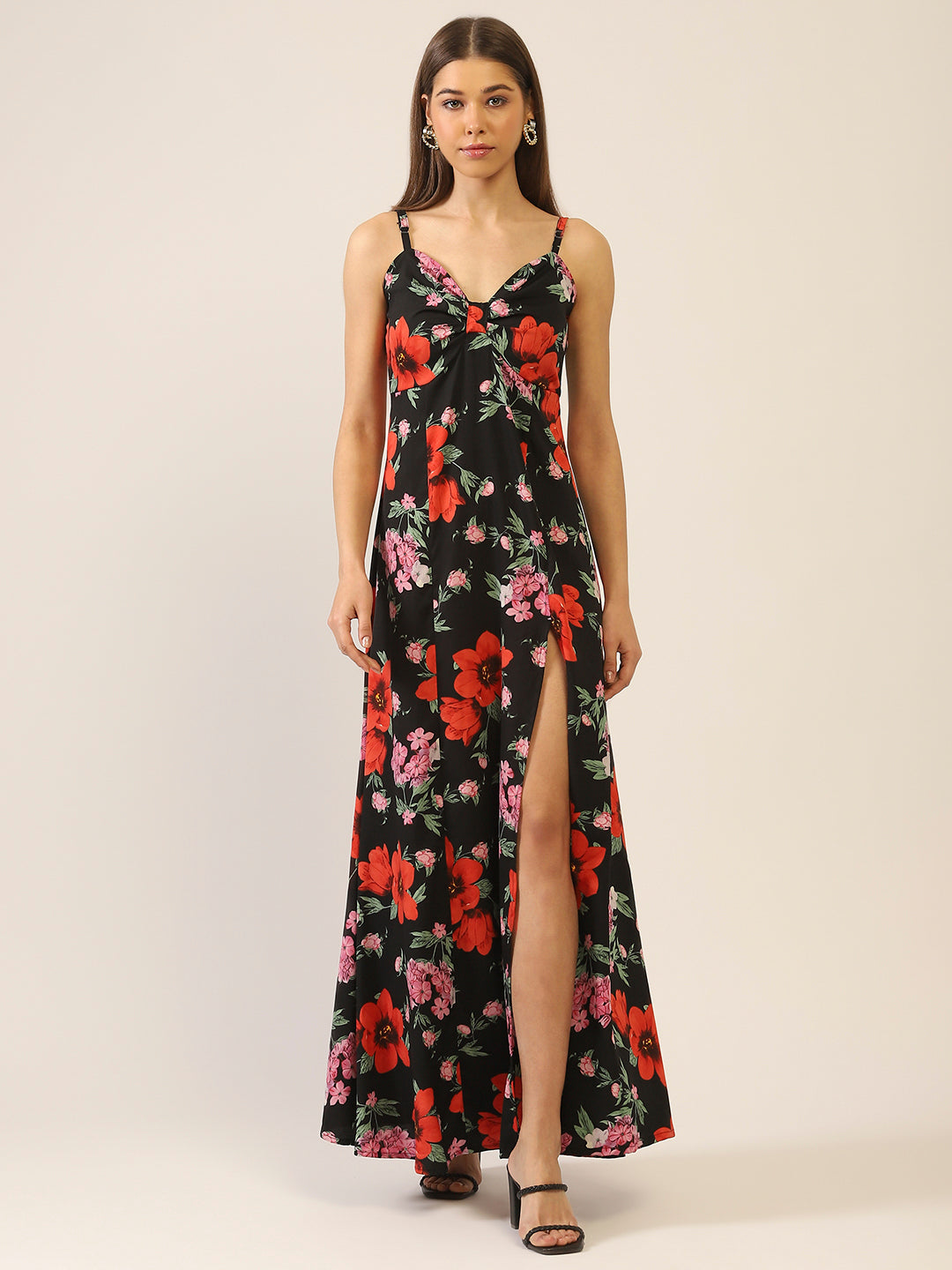 Black Fit-Flare Maxi Dress
