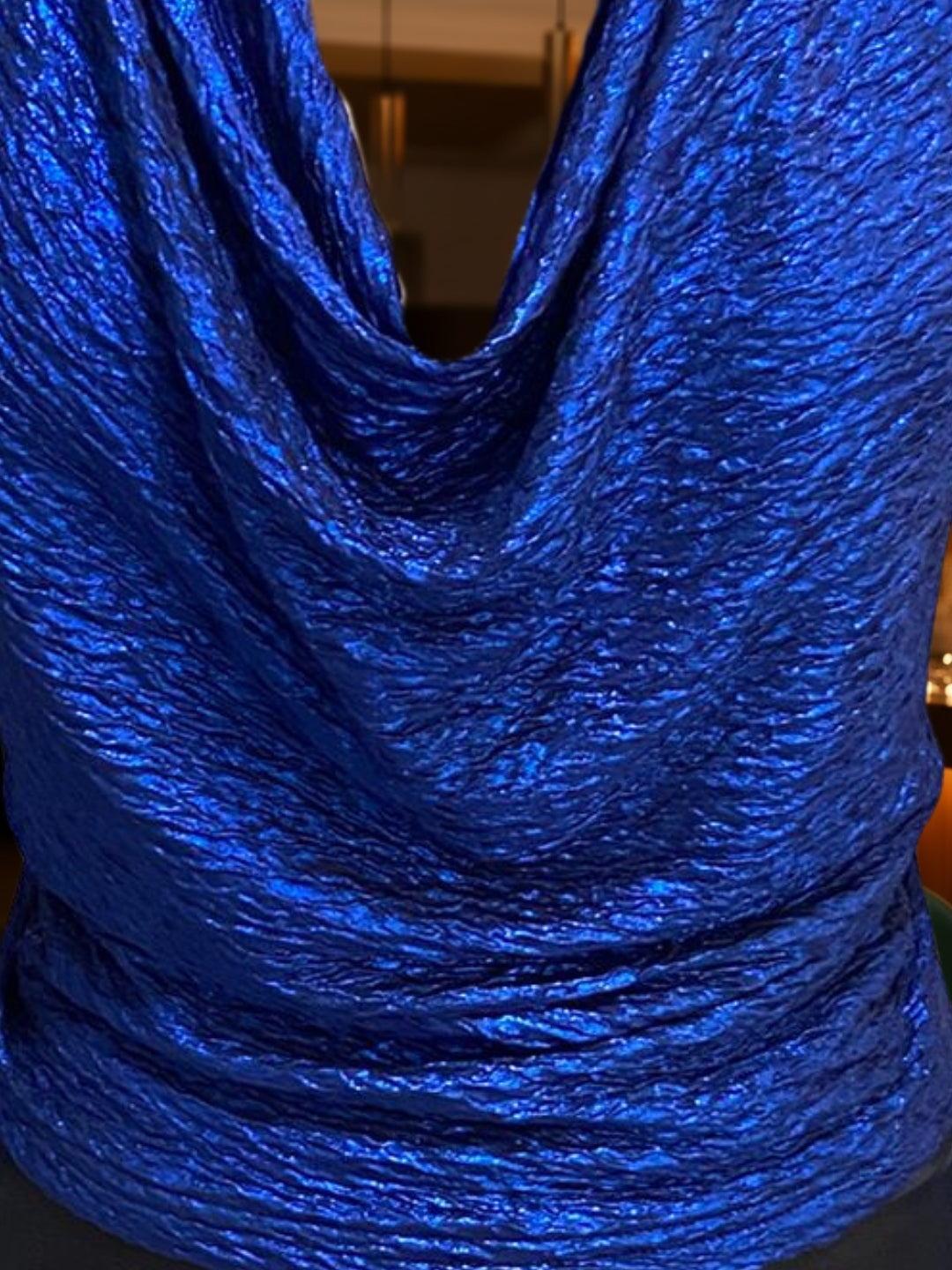 CBlue Foil Stylish V-Neck Party Wear Long Sleeve  Top