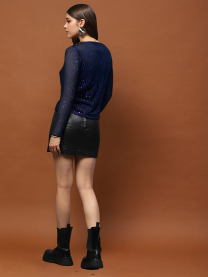 Navy Sequin Wrap Maxi Dress – Glamorous Party Wear Evening Gown for Women