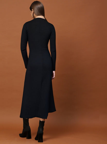 Black Long Sleeve Anarkali Style Maxi Dress with V-Neck – Elegant Ethnic & Party Wear for Women