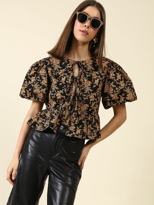 BlackYellow Crop Top