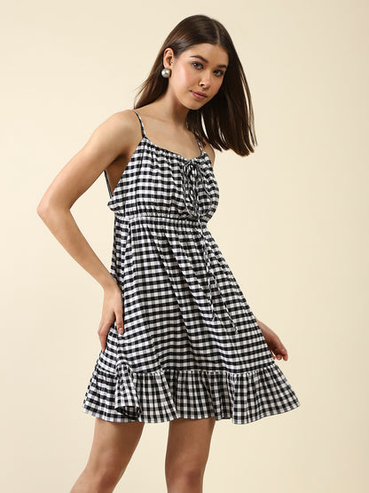 Black Fit-Flare Mini Dress