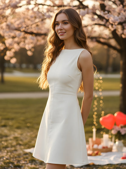 Sera Women White A-Line Mini Party Dress