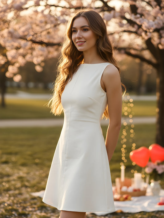 Sera Women White A-Line Mini Party Dress