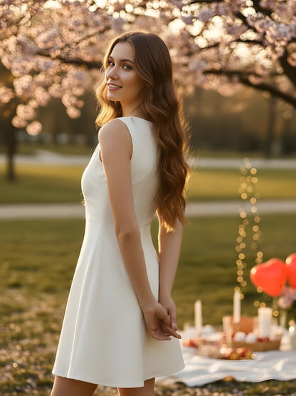 Sera Women White A-Line Mini Party Dress