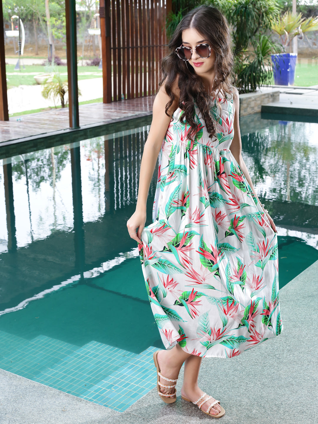 Premium Viscose fit & flare Midi Dress