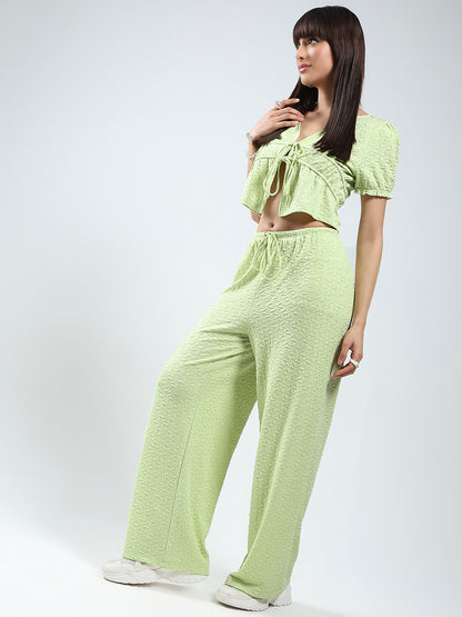 Sera women Lime  solid top and trouser cord-set