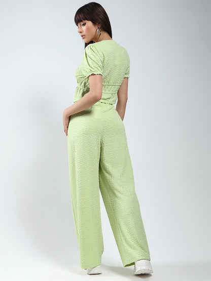 Sera women Lime  solid top and trouser cord-set