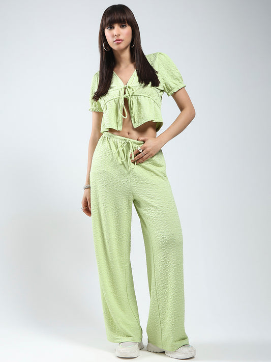 Sera women Lime  solid top and trouser cord-set