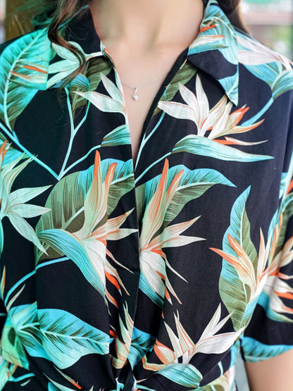 Premium viscose Tie-Front Shirt & Shorts Set