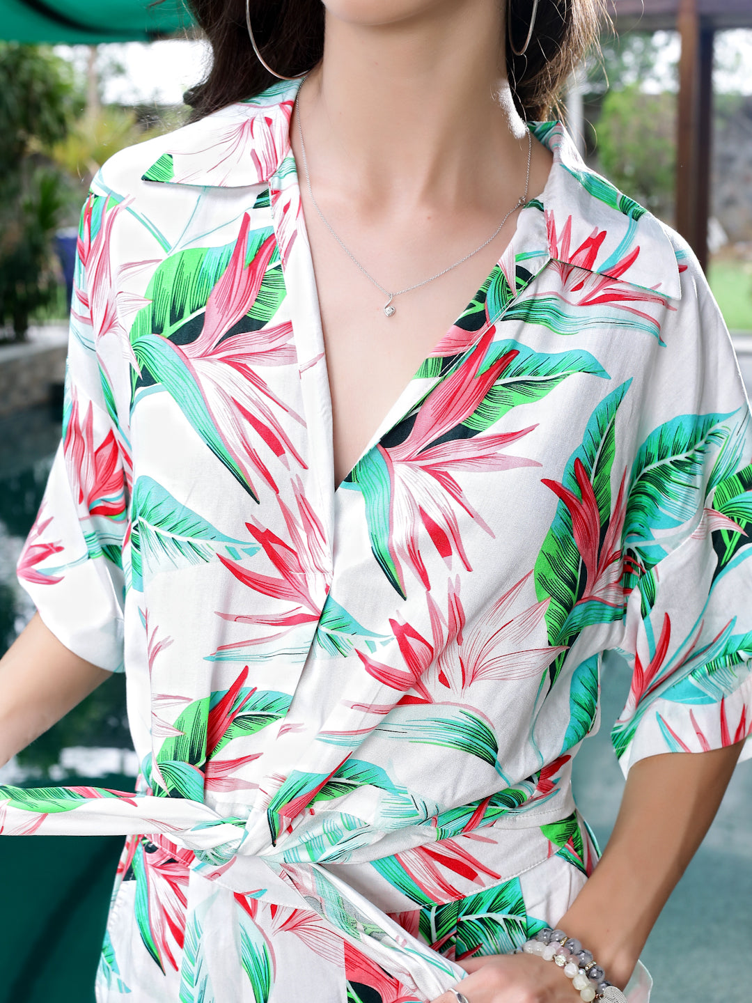 Premium viscose Tie-Front Shirt & Shorts Set