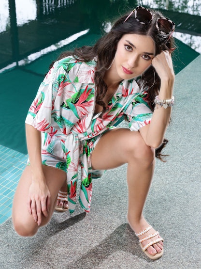 Premium viscose Tie-Front Shirt & Shorts Set