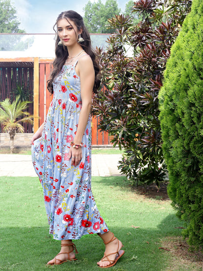 Viscose Boho Fit & Flared Midi Dress