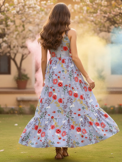Viscose Boho Fit & Flared Midi Holi Dress