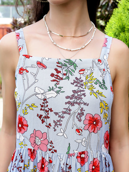 Viscose Boho Fit & Flared Midi Dress