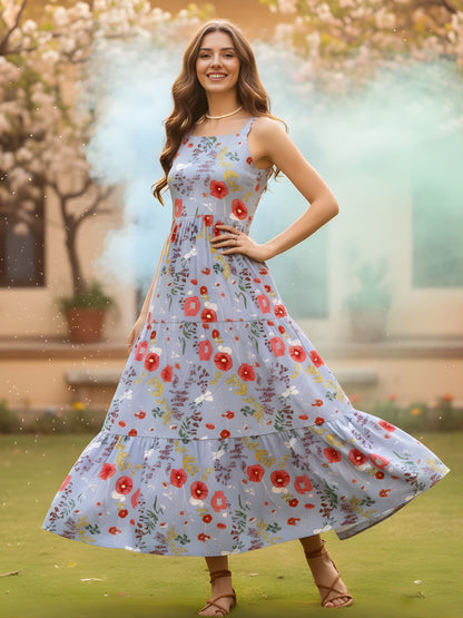 Viscose Boho Fit & Flared Midi Holi Dress