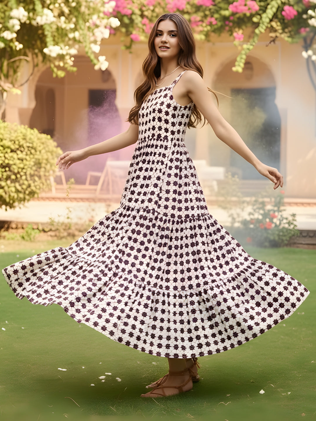 Cotton Boho Fit & Flared Midi Holi Dress