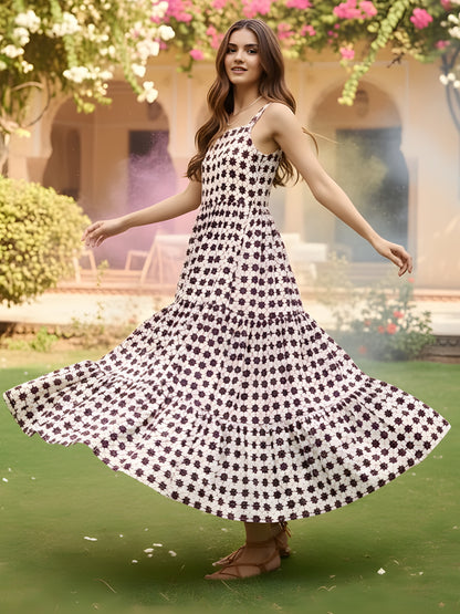 Cotton Boho Fit & Flared Midi Holi Dress