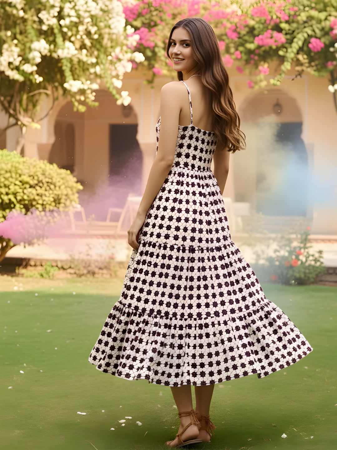 Cotton Boho Fit & Flared Midi Holi Dress