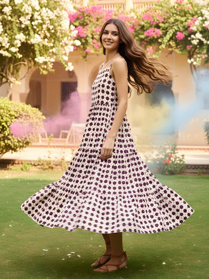Cotton Boho Fit & Flared Midi Holi Dress