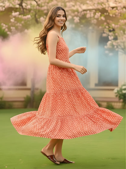 Cotton Boho Holi Midi Dress