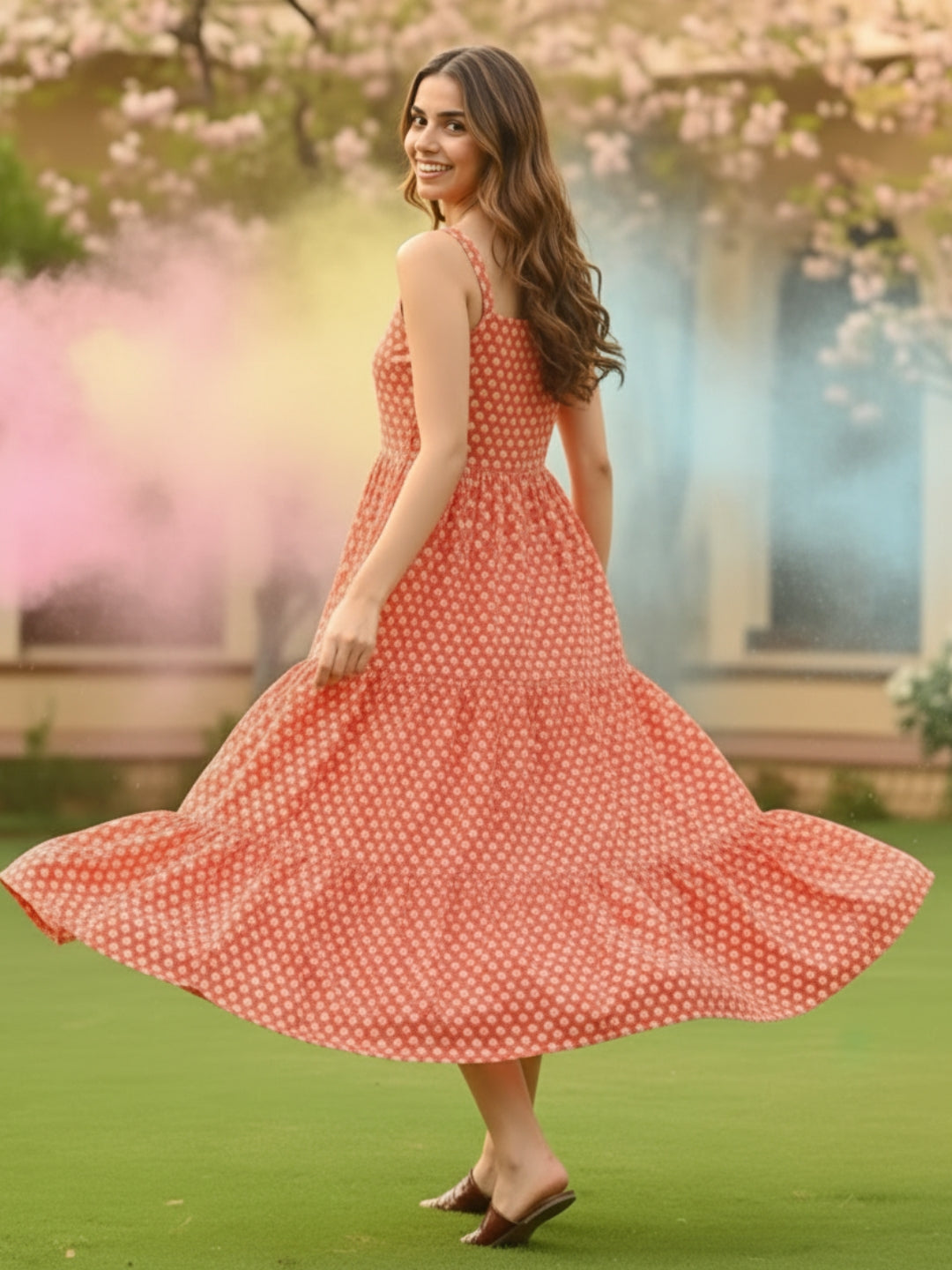 Cotton Boho Holi Midi Dress